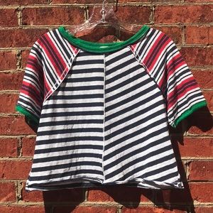Adorable We the Free Striped Oversized Cropped Tee